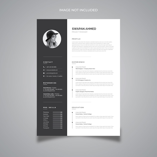 Vector black resume