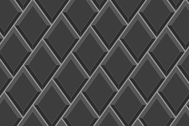 Vector black rhombus tile in diagonal arrangement ceramic wall seamless pattern diamond mosaic background