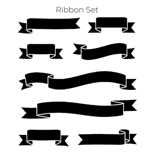Black Ribbon Banners Set