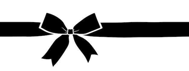 Black ribbon with bow vector Illustration horizontal decorative element for gift card design