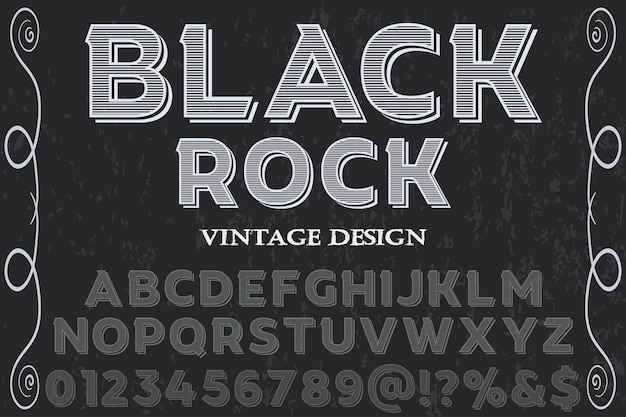Black Rock alphabet font illustration