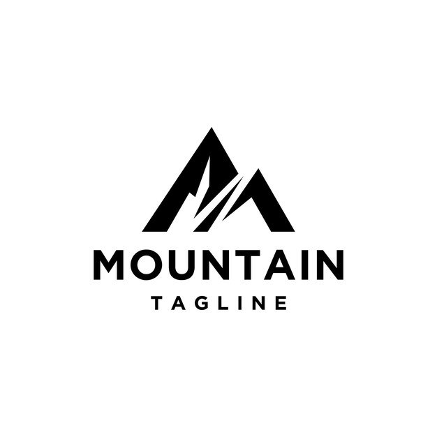 Vector black rocky mountain logo design