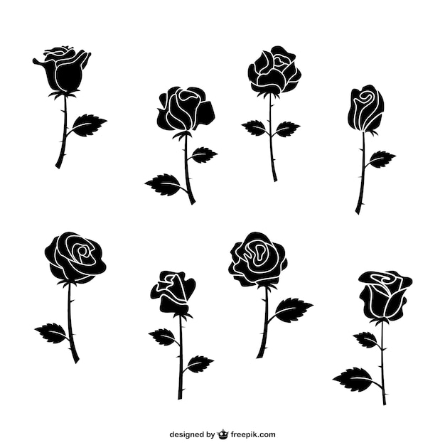 Vector black roses pack