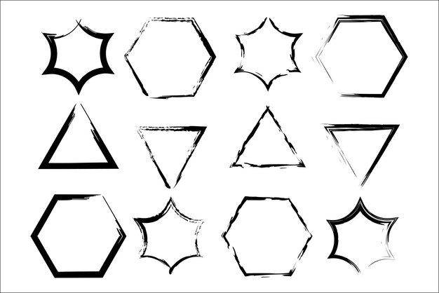 Vettore forme ruvide nere telaio pennello set di frame disegnati a mano tratto di inchiostro e divisori di testo