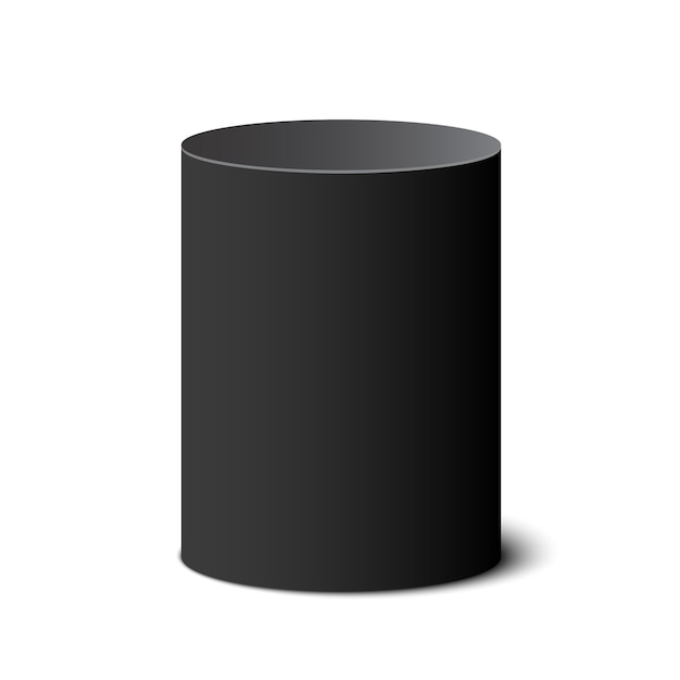 Black round box. cylinder. barrel.  illustration.