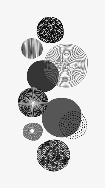 Black round patterned wall art print vector