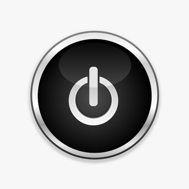 Black round power button icon vector