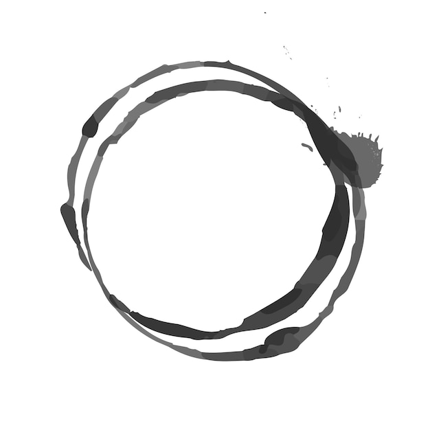 Black round shaped ink stain isolated on white