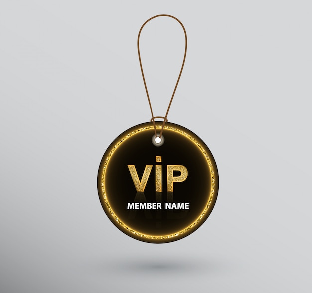 Distintivo vip rotondo nero appeso a una corda