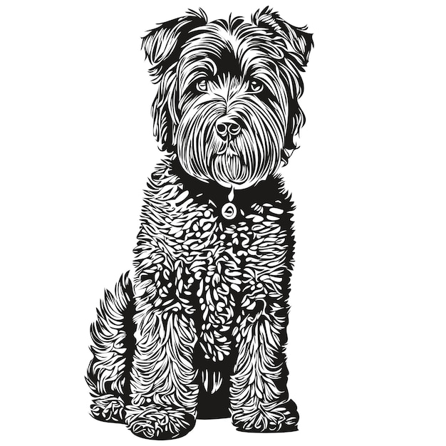 Vettore nero russian terrier cane sagoma animale domestico carattere clip art vettore animali domestici disegno animale domestico di razza realistico in bianco e nero