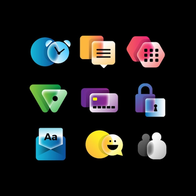 a black screen with a colorful icons for a computer keyboard