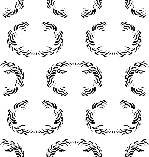 Vector black seamless floral pattern on white background black and white leaves seamless pattern vector