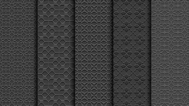 Black seamless floral patterns