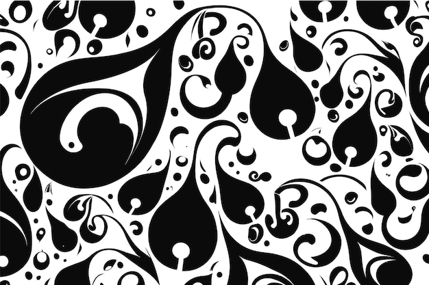 Black Seamless patetrn with abstract curly drops Vector illustration desing