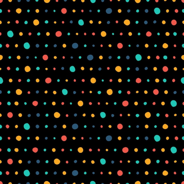 Vector black seamless pattern with colorful dots