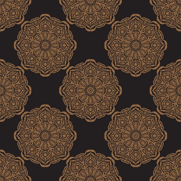 Black seamless pattern with vintage ornaments. Good for backgrounds, prints, apparel and textiles. Vector illustration.