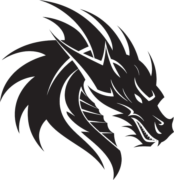 Black Serpents Reign Monochrome Vector of the Dragons Power Mystical Guardian Black Vector Depictio