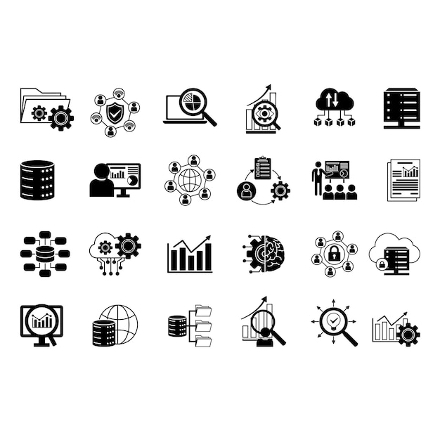 Black Set of Data Analytics Icons