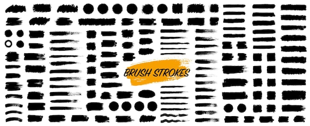 Black set of ink brush strokes illustration