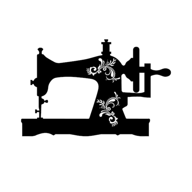 A black sewing machine with a white background and the word sewing on it.