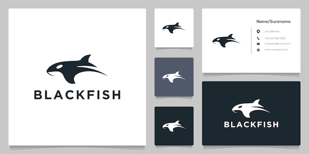 Black shark fish fishing logo design isolated on white background