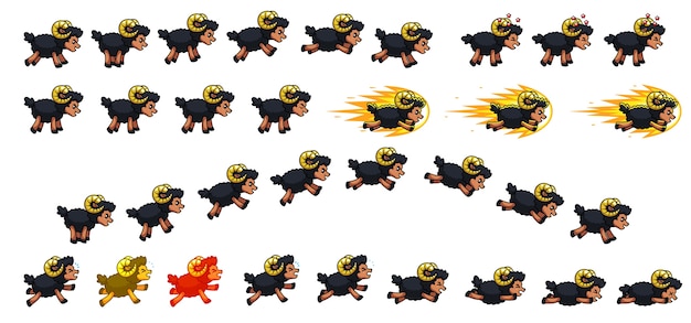 Vector black sheep game sprites