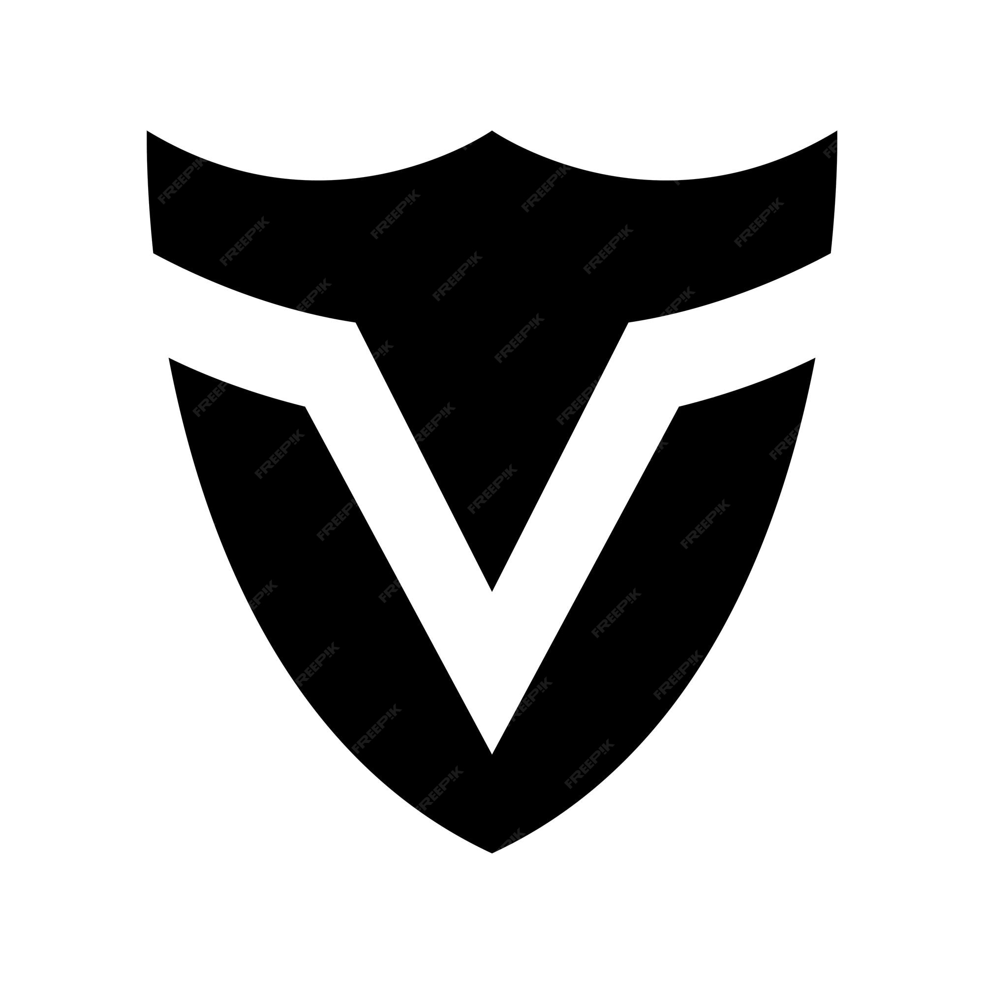 Premium Vector Black shield shaped letter v icon