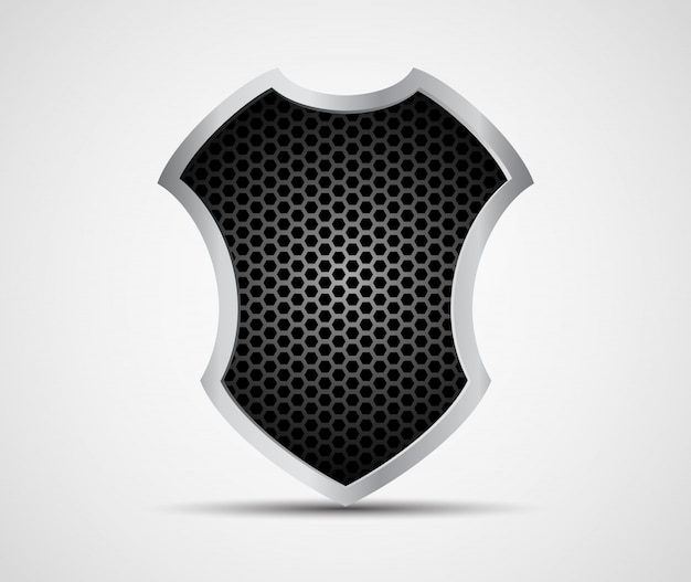 Vector black shield with metal frame