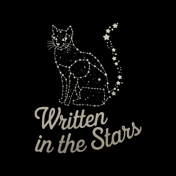 Vector a black shirt with a cat in the stars