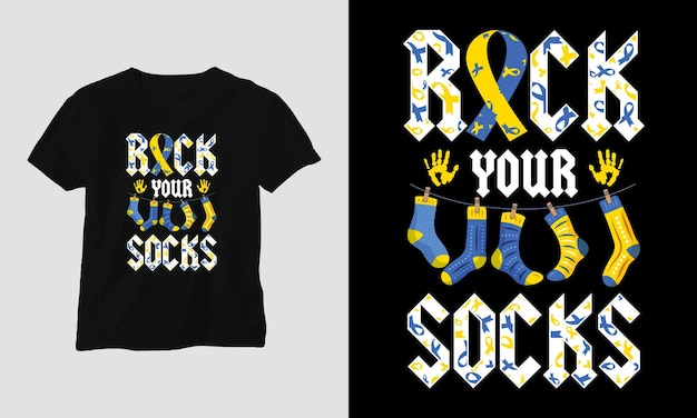 A black shirt with the words rock your socks on it.