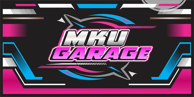 A black sign that says mu garage on it