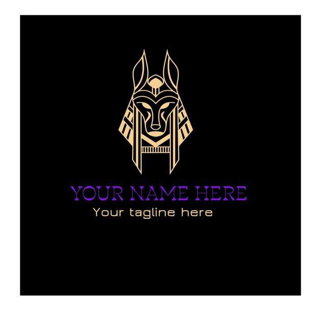 Vector a black sign with a gold head of anubis on it photographic print