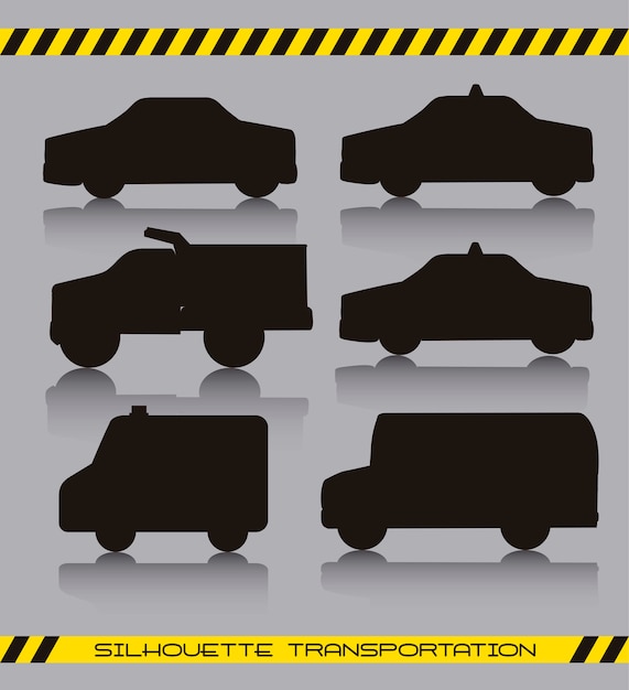 Black silhoette cars over gray background vector illustration