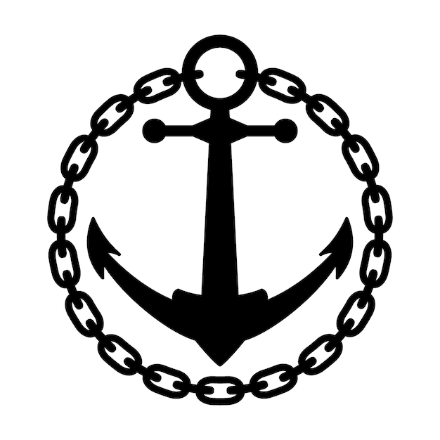 Black silhouette Anchor with chain