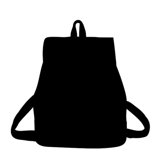 A black silhouette of a backpack with the word bag on it.