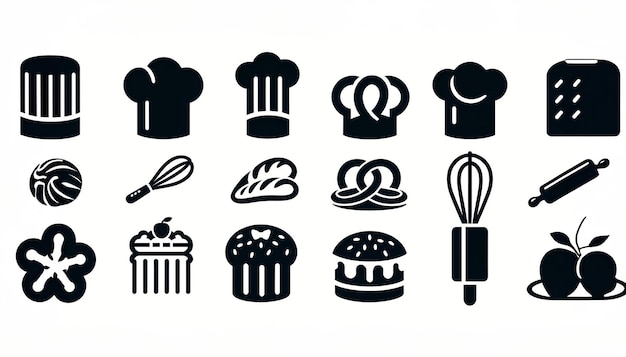 Black Silhouette Bakery Icons