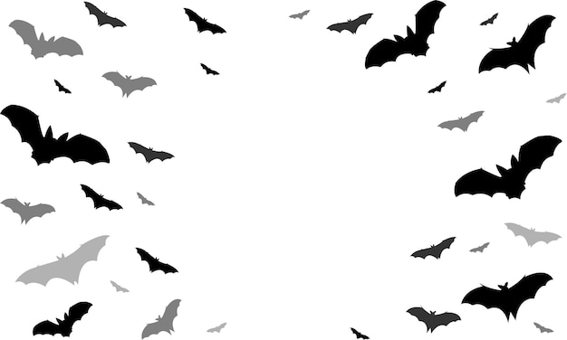 Black silhouette of bats isolated on transparent background traditional halloween design element photo frame vector illustration eps10