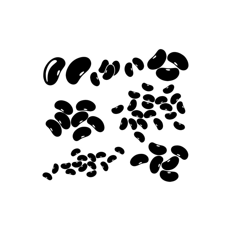 Vector black silhouette beans collection vector icon