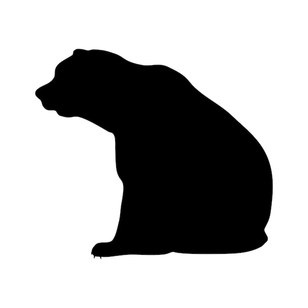 Black silhouette of a bear on a white background