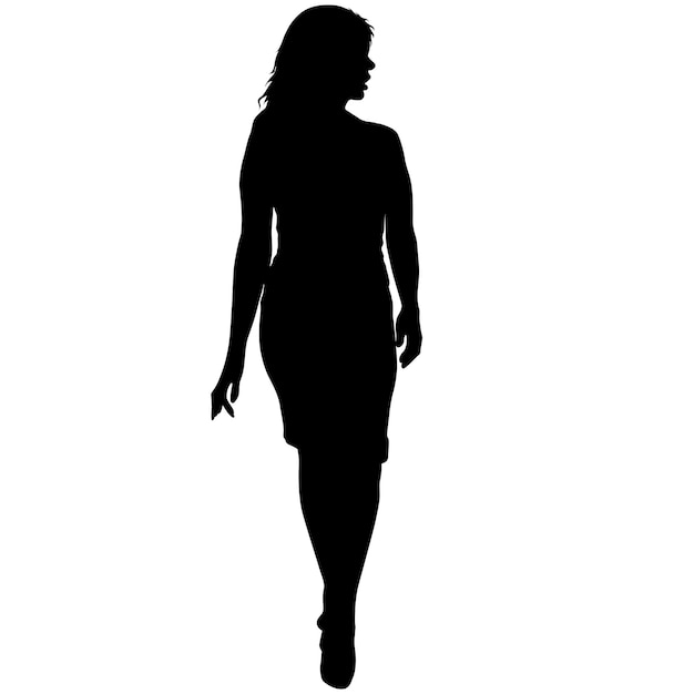 Black silhouette of a beautiful girl on a white background