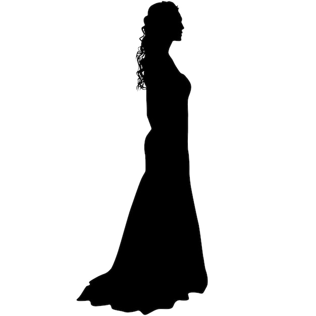 Vector black silhouette of a beautiful girl on a white background