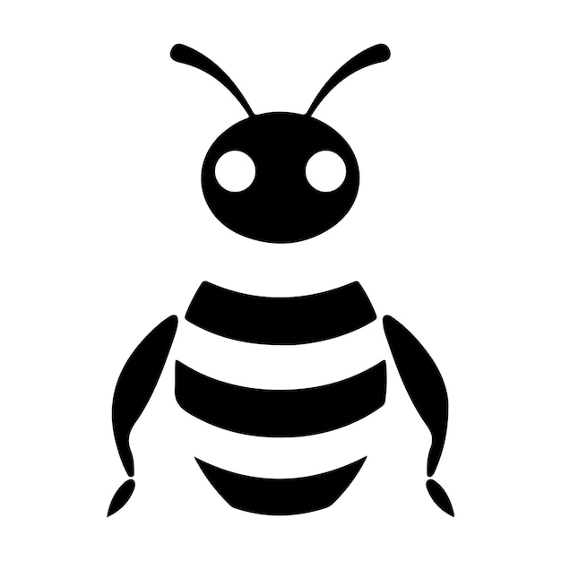 A black silhouette of a Bee clip art