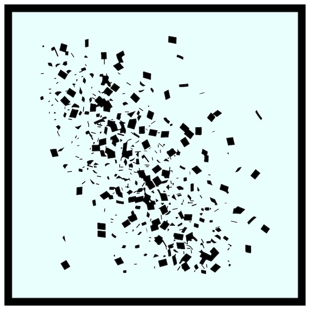 Black silhouette of birthday celebration confetti clipart on white background