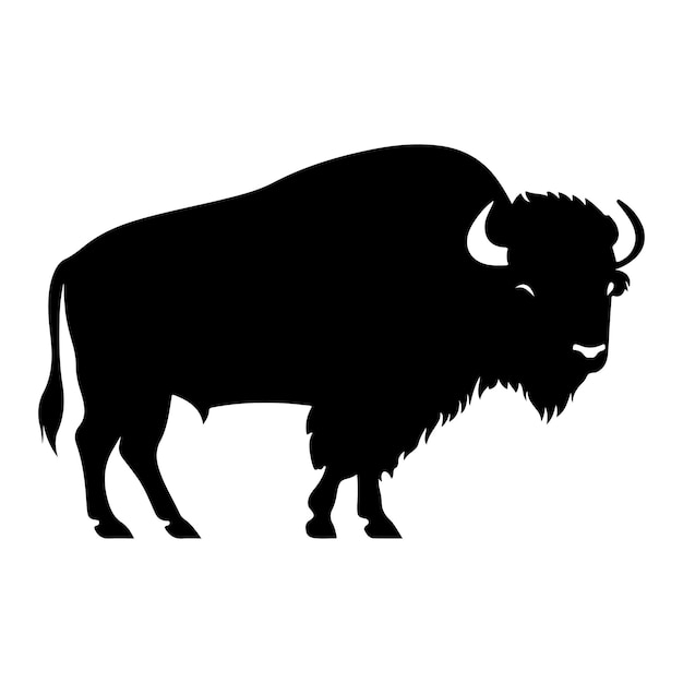 A black silhouette of a Bison vector clip art