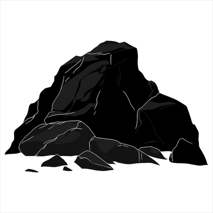 Vector a black silhouette boulders on a white background
