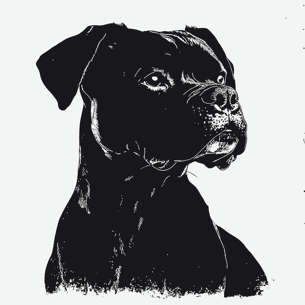 black silhouette of a boxer mix