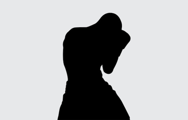 Black silhouette of a boxer on a white background