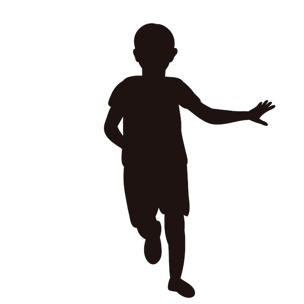 Vector black silhouette boy running isolated vector