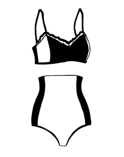 Vector black silhouette of bra bikini lingerie