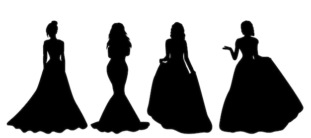 Black silhouette of the bride isolated vector